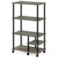 HOMLUX Turn-N-Tube 4-Tier Kitchen Storage Cart in French Oak Grey and Black, , large