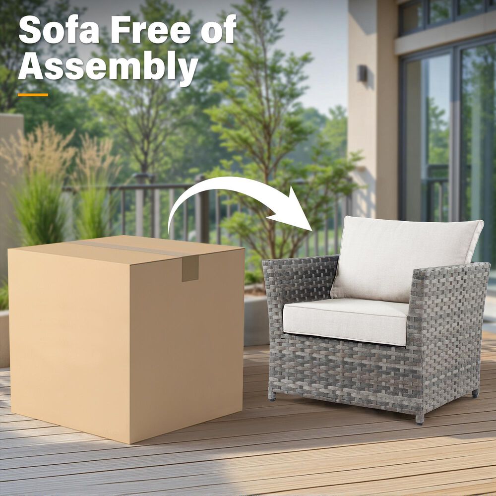 HOMLUX 6-Piece Patio Conversation Set in Coarse Beige, , large