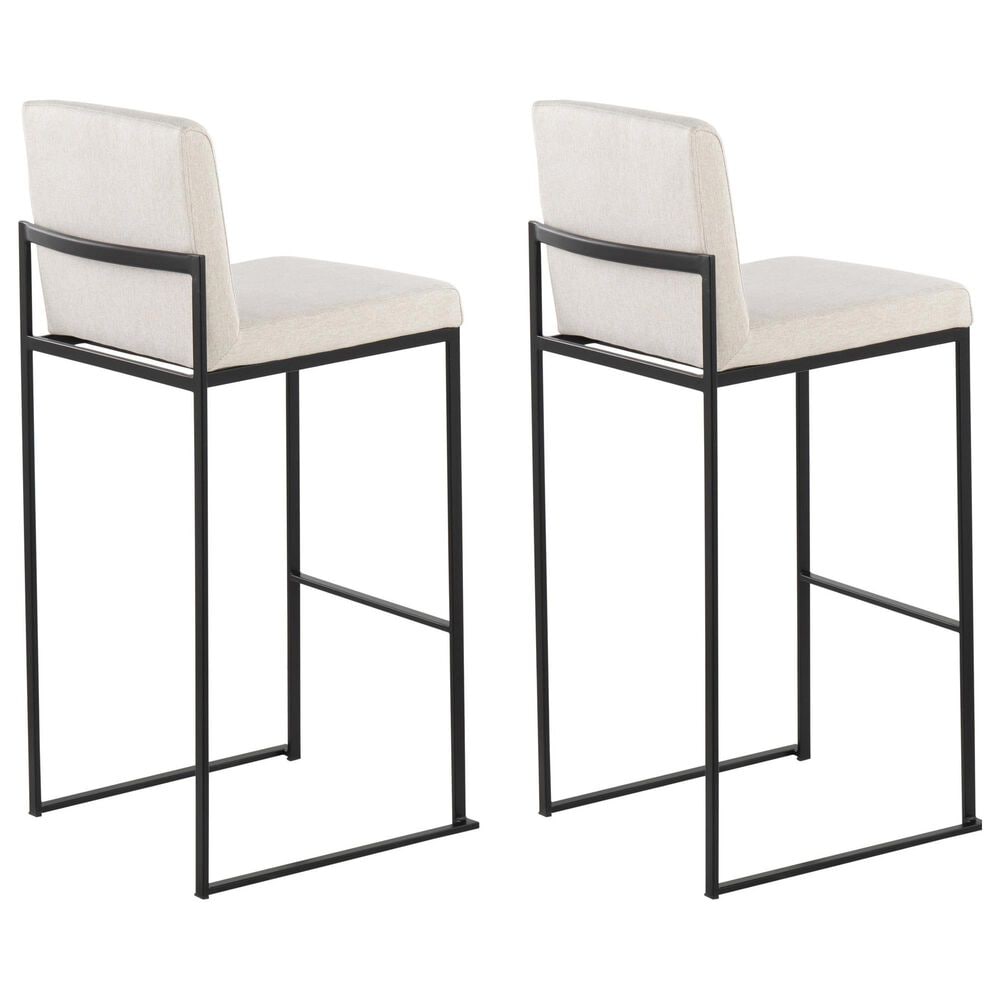Lumisource Fuji High Back Barstool with Beige Fabric in Black &#40;Set of 2&#41;, , large
