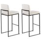 Lumisource Fuji High Back Barstool with Beige Fabric in Black (Set of 2), , large
