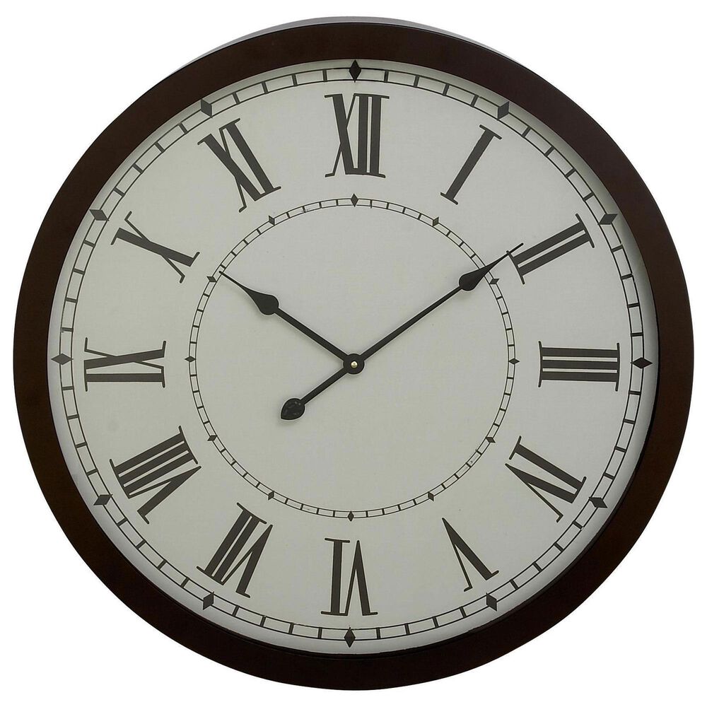 Maple and Jade 30" Decorative Wall Clock in Matte Black and White, , large