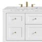 James Martin Vanities Breckenridge 60" Double Bathroom Vanity in Bright White with 3 cm Carrara White Marble Top and Rectangular Sinks, , large