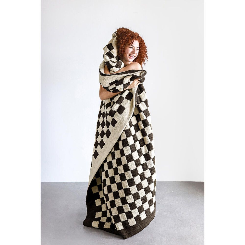 Sunday Citizen Checkerboard Throw in Mocha and Sahara Tan, , large