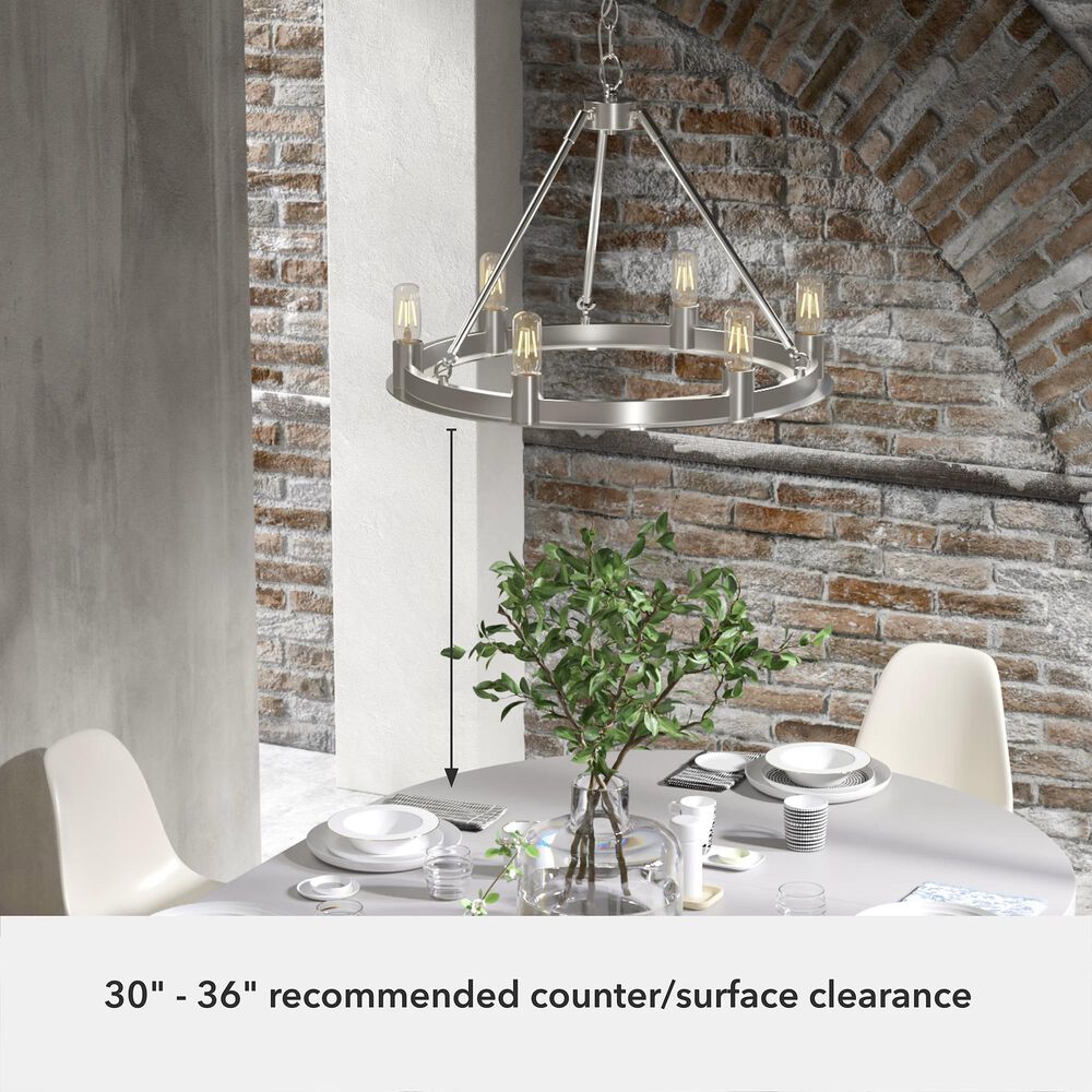 Hunter Saddlewood 6-Light Chandelier in Brushed Nickel, , large