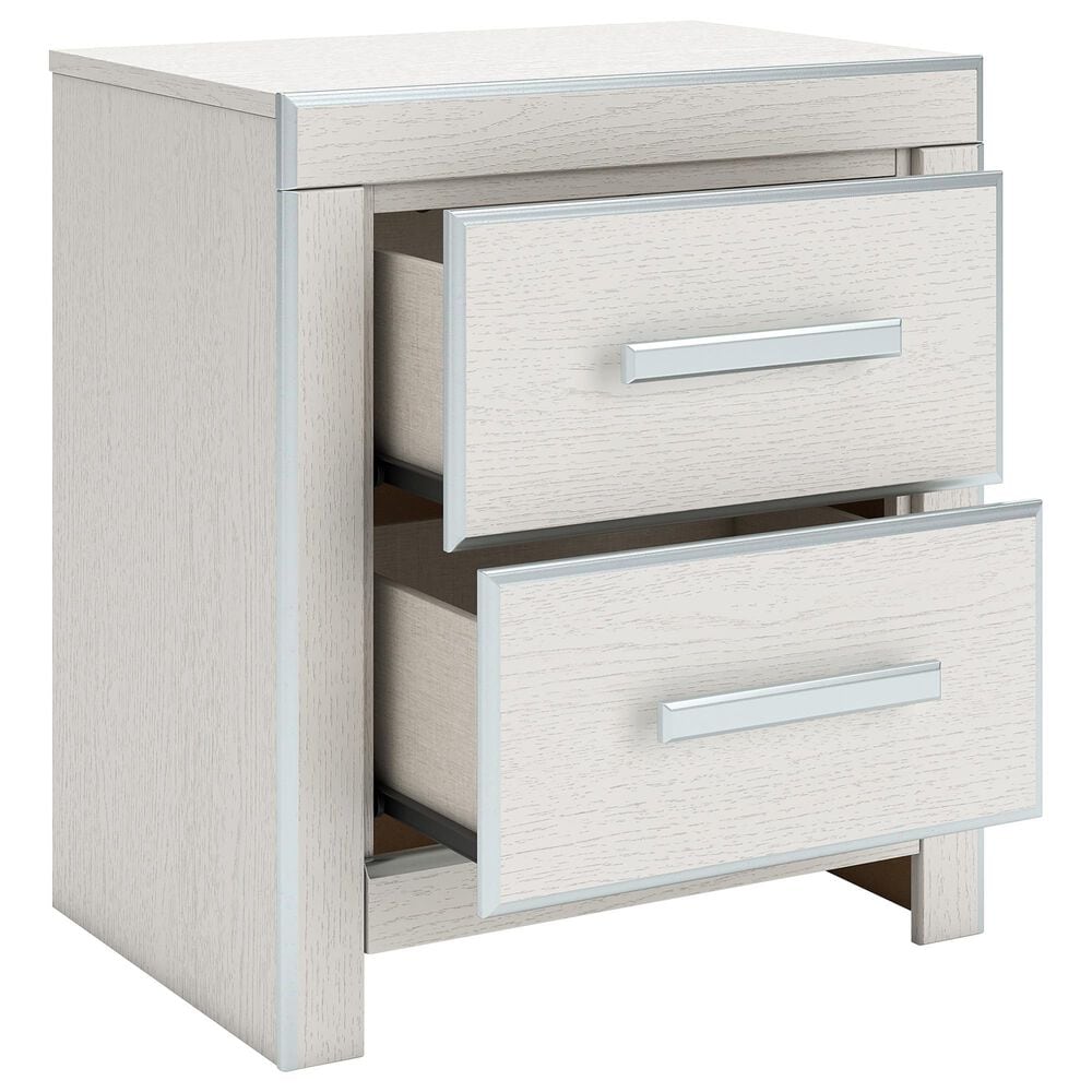 Ashley Zuraleus 2-Drawer Night Stand in Matte White and Chrome, , large