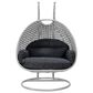 Leisuremod Mendoza Patio 2-Seat Hanging Egg Swing Chair with Dark Grey Cushion in Light Grey, , large
