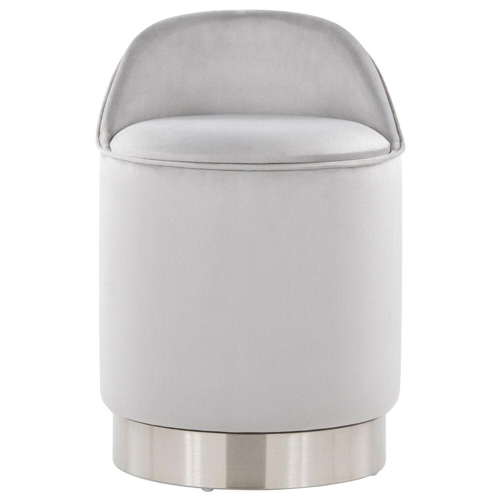 Lumisource Marla Vanity Stool with Silver Upholstered in Chrome, , large