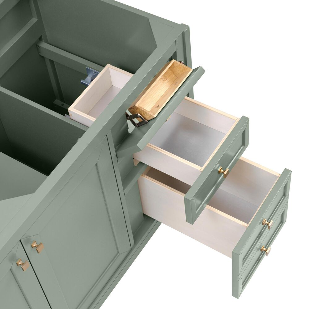 James Martin Vanities Chicago 60" Double Bathroom Vanity in Smokey Celadon with 3 cm Eternal Jasmine Pearl Silestone Top, Rectangular Sinks and FreePower Wireless Charger, , large