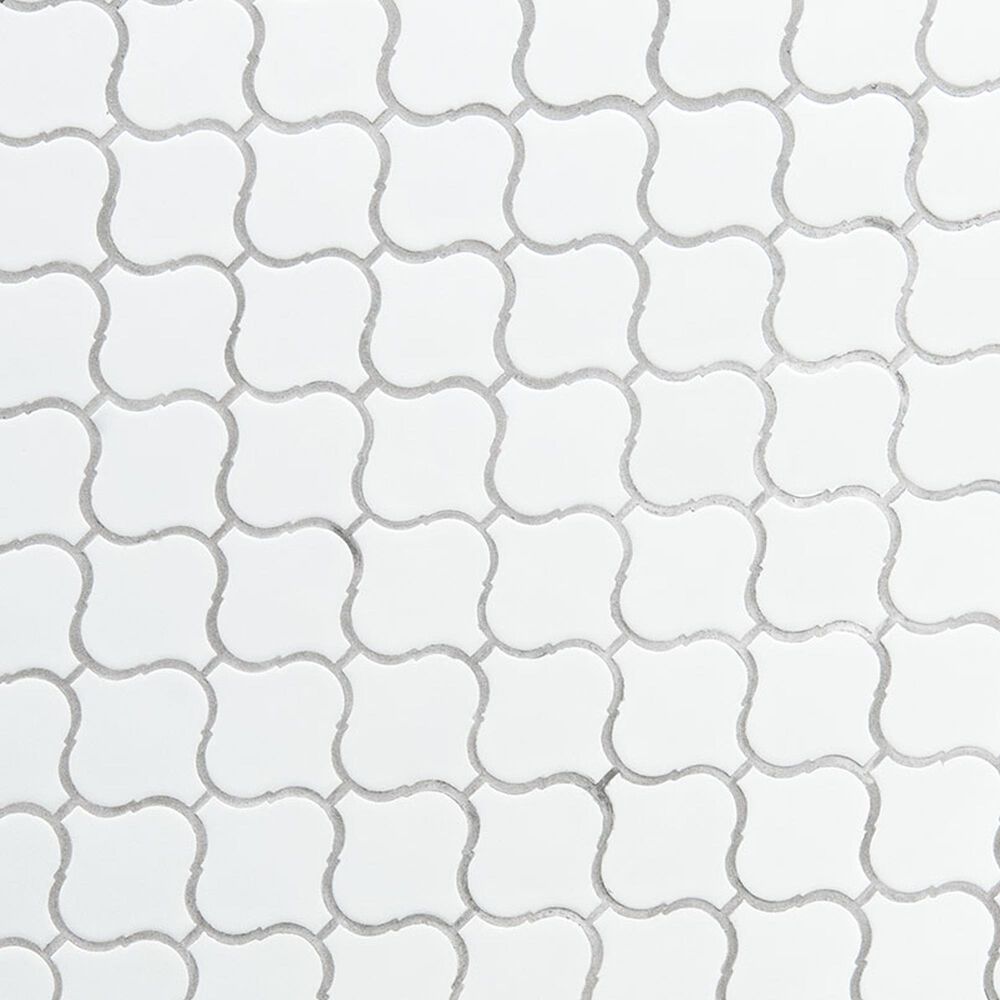 MS International Domino White Glossy Arabesque 12&quot; x 12&quot; Mosaic Sheet, , large