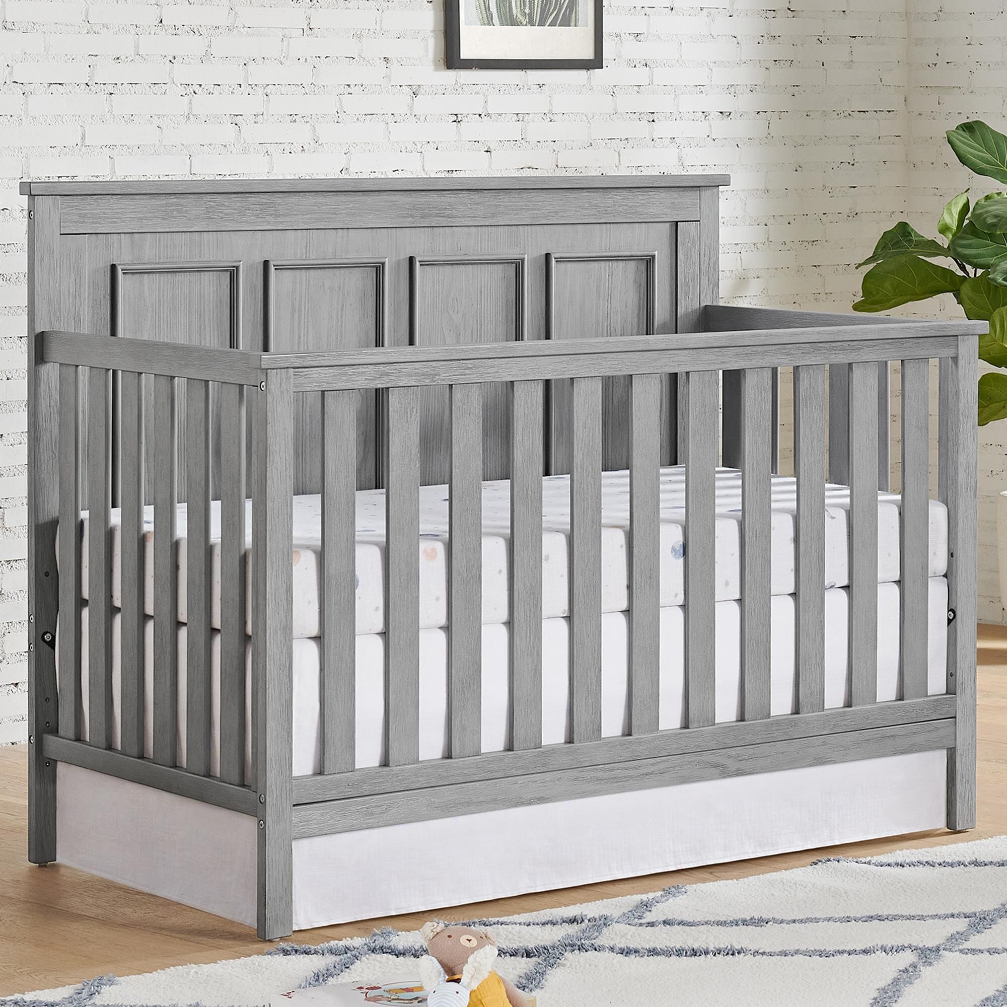 Rustic gray baby crib hotsell