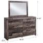 Ashley Derekson 6 Drawer Dresser and Mirror in Walnut and Gray, , large