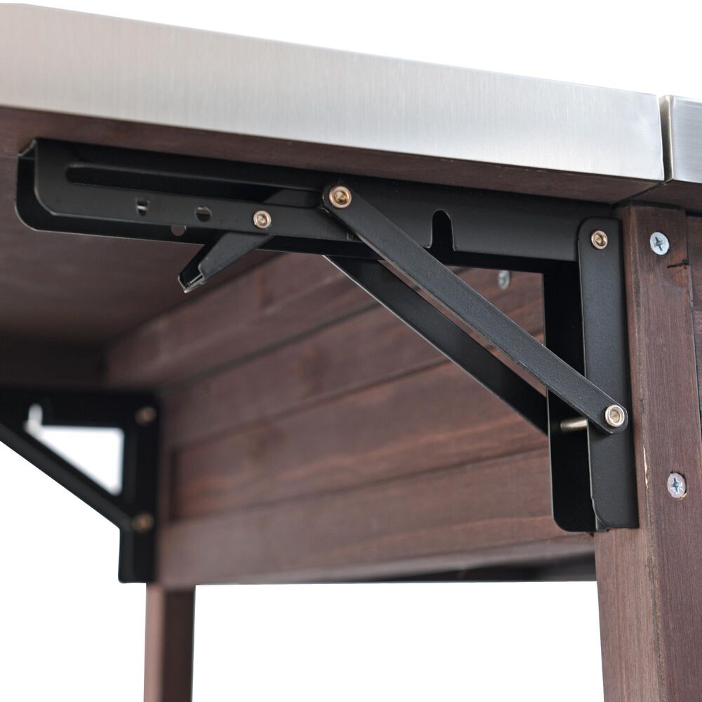 HOMLUX 40.5" Outdoor Kitchen Island with One Drawer in Brown and Stainless Steel, , large