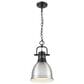 Golden Lighting Duncan 1-Light Small Pendant with Chain and Pewter Shade in Matte Black, , large