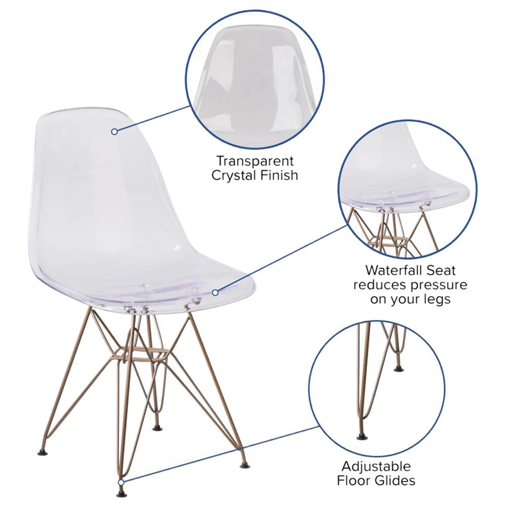 Flash Furniture Elon Side Chair in Clear and Gold, , large