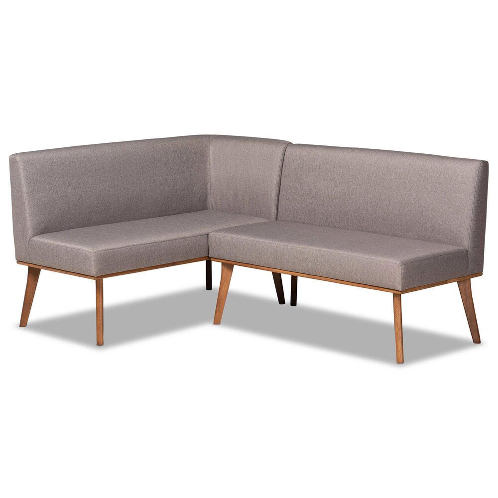 Baxton Studio Odessa 2-Piece Dining Nook Bench Set in Walnut Brown, , large