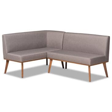 Baxton Studio Odessa 2-Piece Dining Nook Bench Set in Walnut Brown, , large