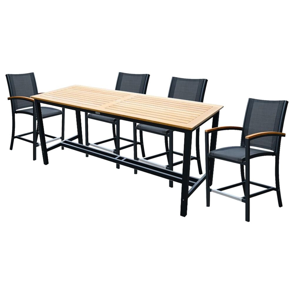 Three Birds Casual SoHo and Tribeca 5-Piece Patio Counter Height Dining Set in Black, , large