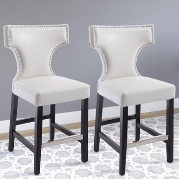 CorLiving Kings Counter Height Barstool in White (Set of 2), , large