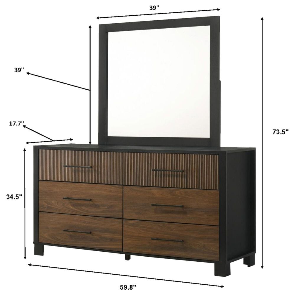 Crown Mark Nemy 6 Drawer Dresser and Mirror in Brown, , large