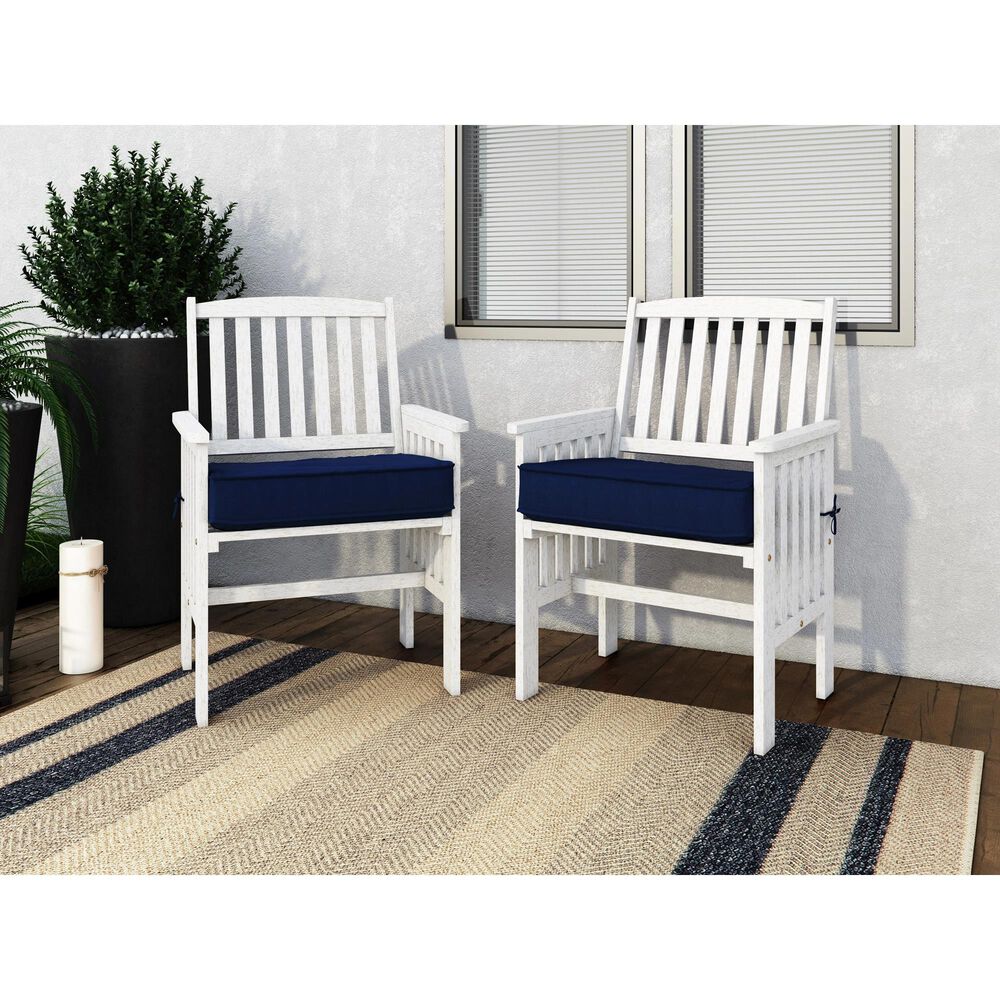 CorLiving Miramar Patio Armchair in White/Navy Blue &#40;Set of 2&#41;, , large