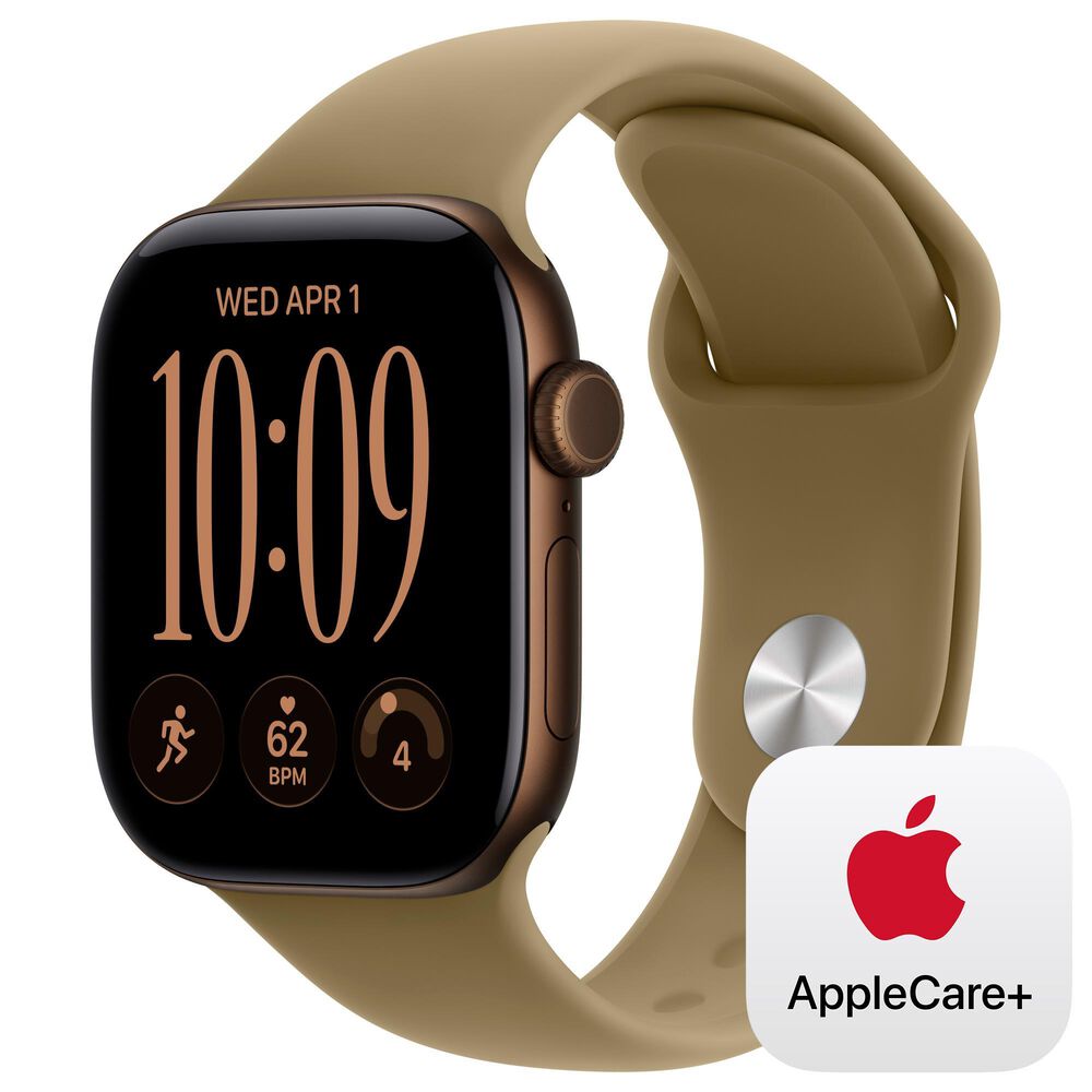 Apple Watch Series 12 (GPS) 42mm Dark Bronze Aluminum Case with Olive Sport Band - M/L and 2-Year AppleCare+, , large