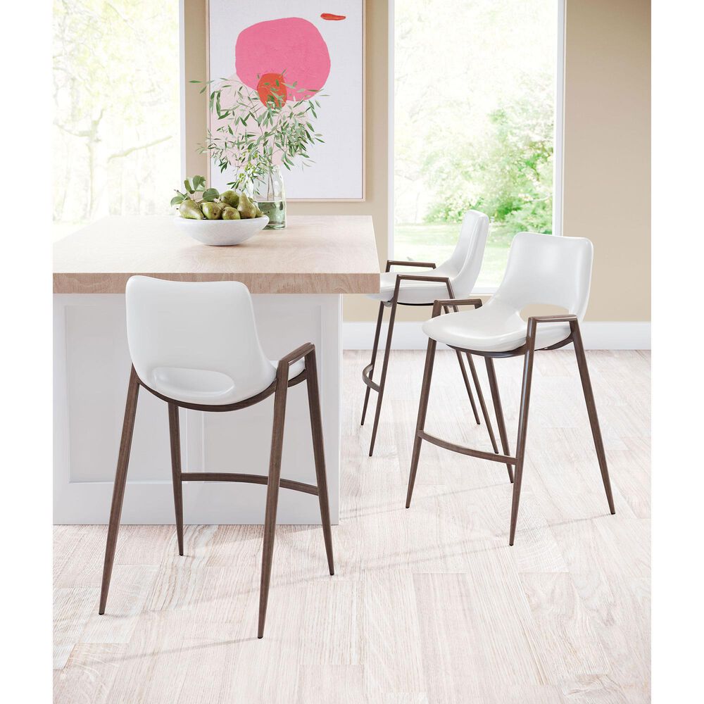 Zuo Modern Desi Counter Chair in White/Dark Brown &#40;Set of 2&#41;, , large