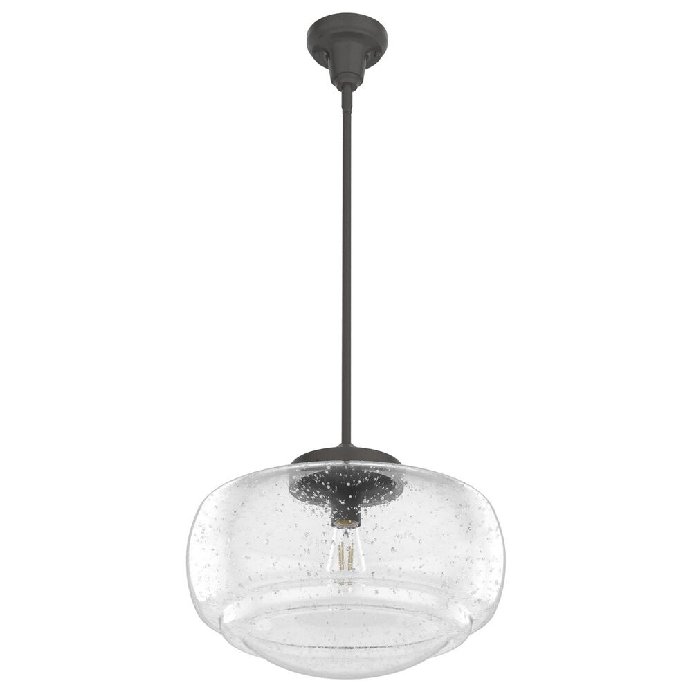 Hunter Saddle Creek 16&quot; 1-Light Pendant with Clear Seeded Shade in Noble Bronze, , large