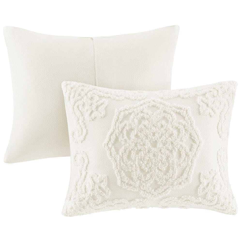 Hampton Park Laetitia 3-Piece Full/Queen Tufted Cotton Chenille Medallion Comforter Set in Off-White, , large