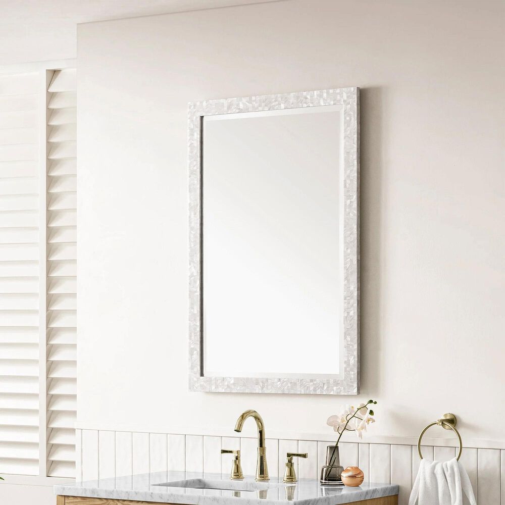 James Martin Vanities Callie 26&quot; Rectangular Mirror in White Mother of Pearl, , large