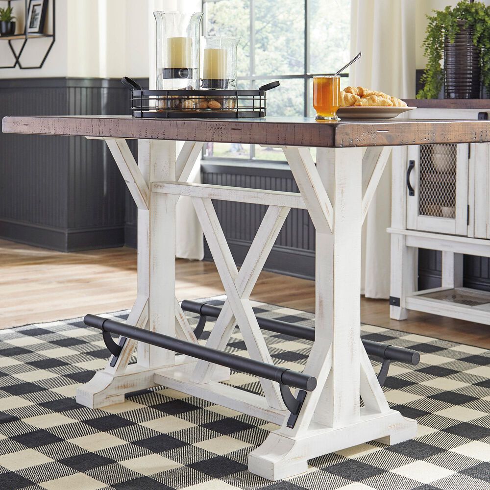signature design by ashley valebeck counter dining room table in black white and brown nebraska furniture mart