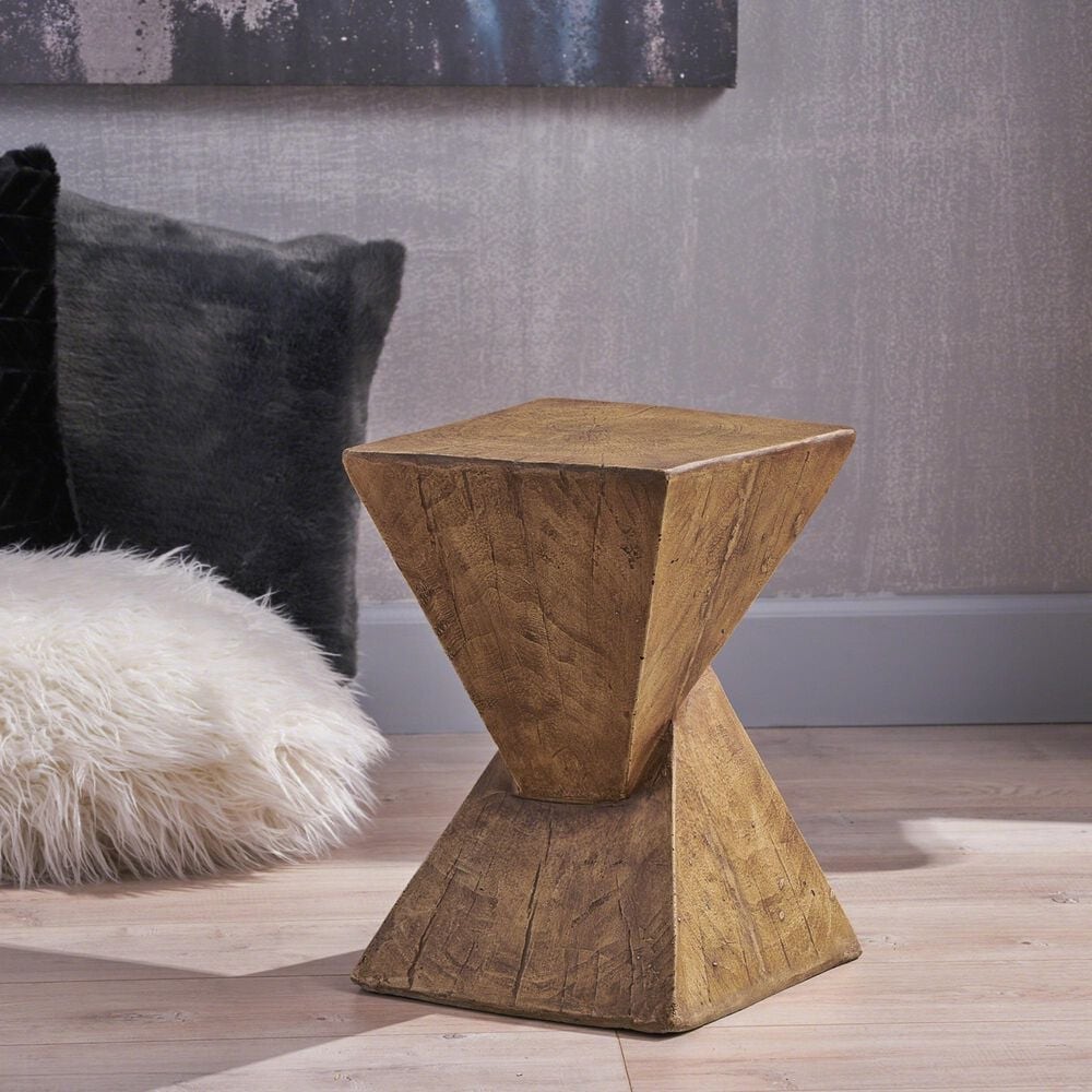 Hearth and Haven Tess Outdoor Twist-Shape Side Table in Natural, , large
