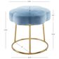 Linon Home Decor Seraphina Vanity Stool with Blue Cushion in Gold, , large