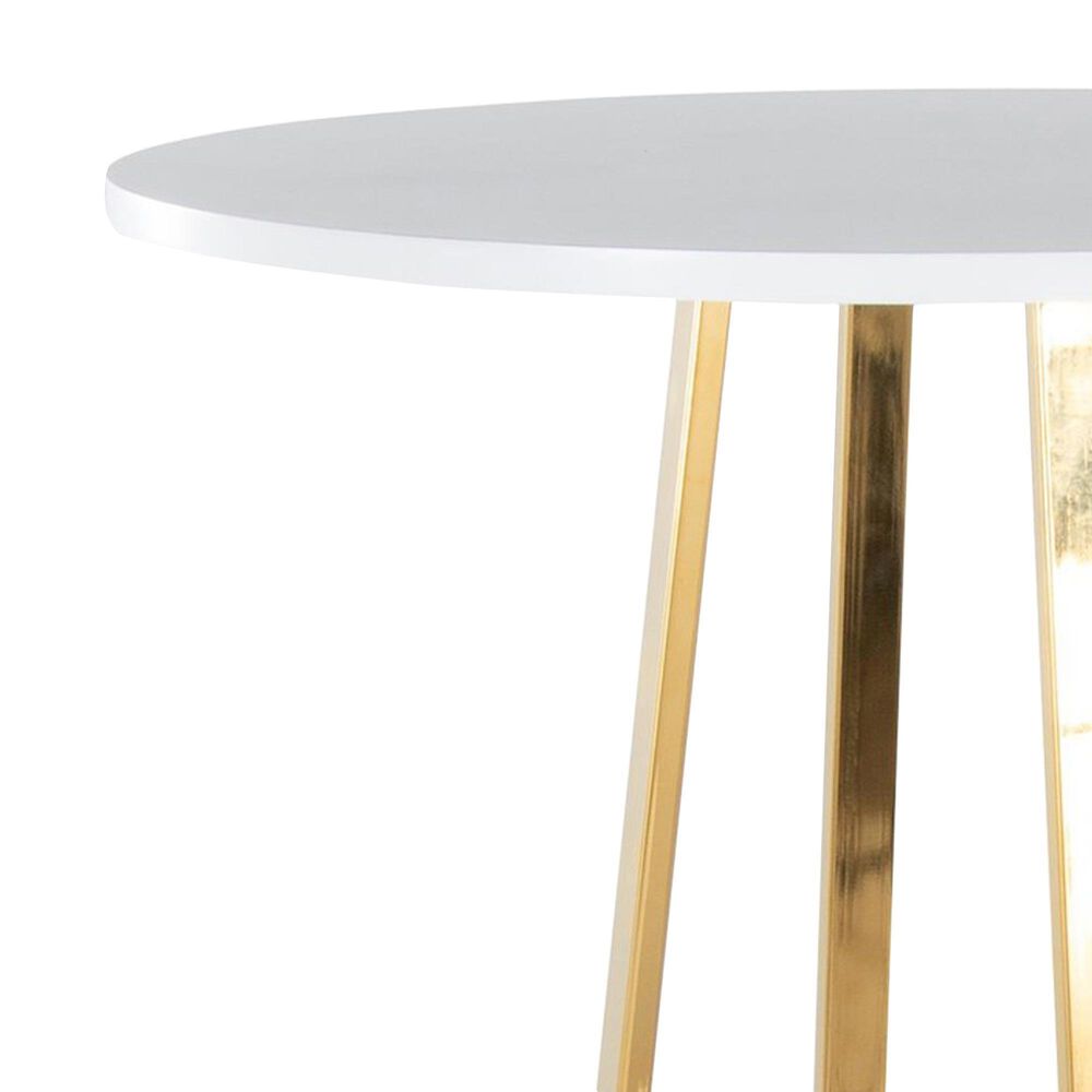 LumiSource Cosmo Bar Table in Gold Metal and White Wood, , large