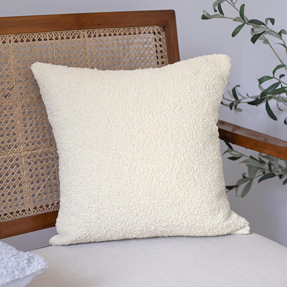 L.R. Home Boucle 18&quot; x 18&quot; Throw Pillow in Ivory, , large