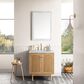James Martin Vanities Laurent 30" Single Bathroom Vanity in Light Natural Oak with 3 cm Carrara White Marble Top and Rectangular Sink, , large