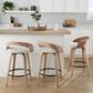 LumiSource Grotto 26" Swivel Counter Stool with Oat Fabric Upholstery in Whitewashed and Black (Set of 2), , large