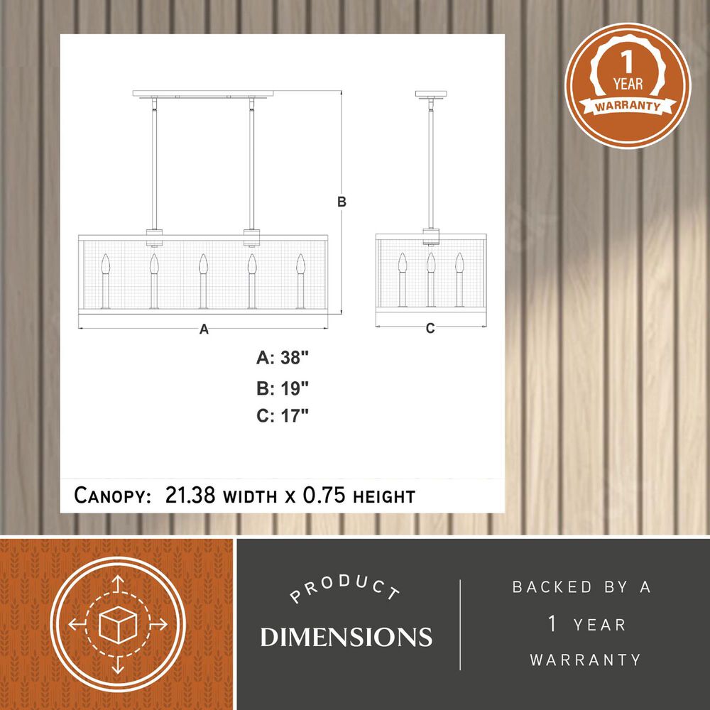 Vaxcel Wicker Park 8-Light Linear Chandelier in Warm Pewter, , large