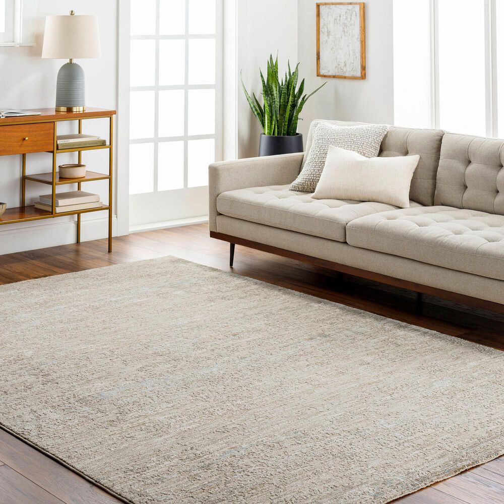 Surya Masterpiece Medium Gray, Light Gray, Cream and Ice Blue 6'7" x 9'6" Area Rug, , large