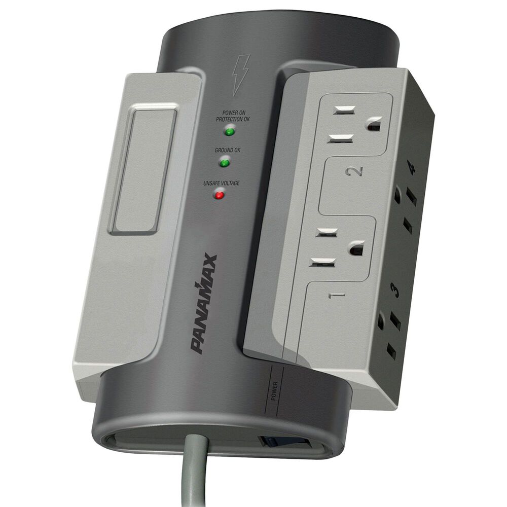 Panamax M4-EX 4 AC Outlet Surge Protection in Gray and Silver, , large