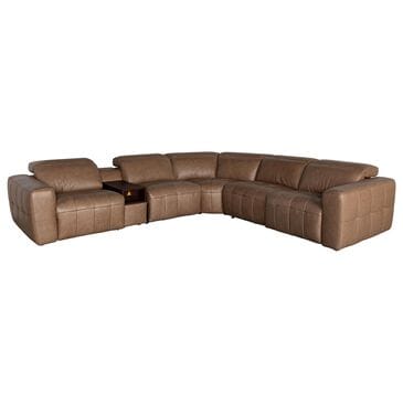 Interlochen 6-Piece Leather Power Reclining Sectional with Power Headrests in York Sand, , large