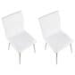 Lumisource Mason Swivel Side Chair with White Upholstered in Brushed Stainless Steel (Set of 2), , large