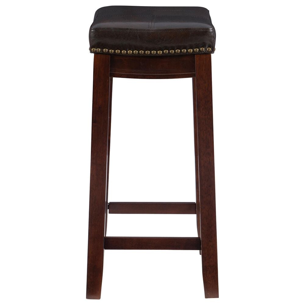Linon Home Decor Claridge Counter Stool with Brown Cushion in Dark Brown, , large