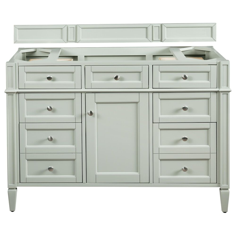 James Martin Vanities Brittany 48&quot; Single Bathroom Vanity in Sage Green with Single Hole 3 cm White Zeus Quartz Top and Rectangular Sink, , large