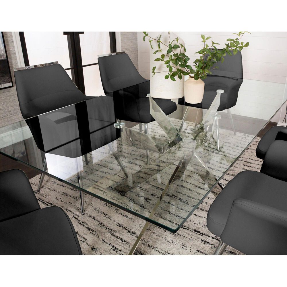 SUNSET Aldo and Ava 7-Piece Rectangular Dining Set in Clear and Chrome, , large