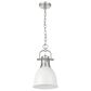 Golden Lighting Duncan 1-Light Small Pendant with Chain and Matte White Shade in Pewter, , large