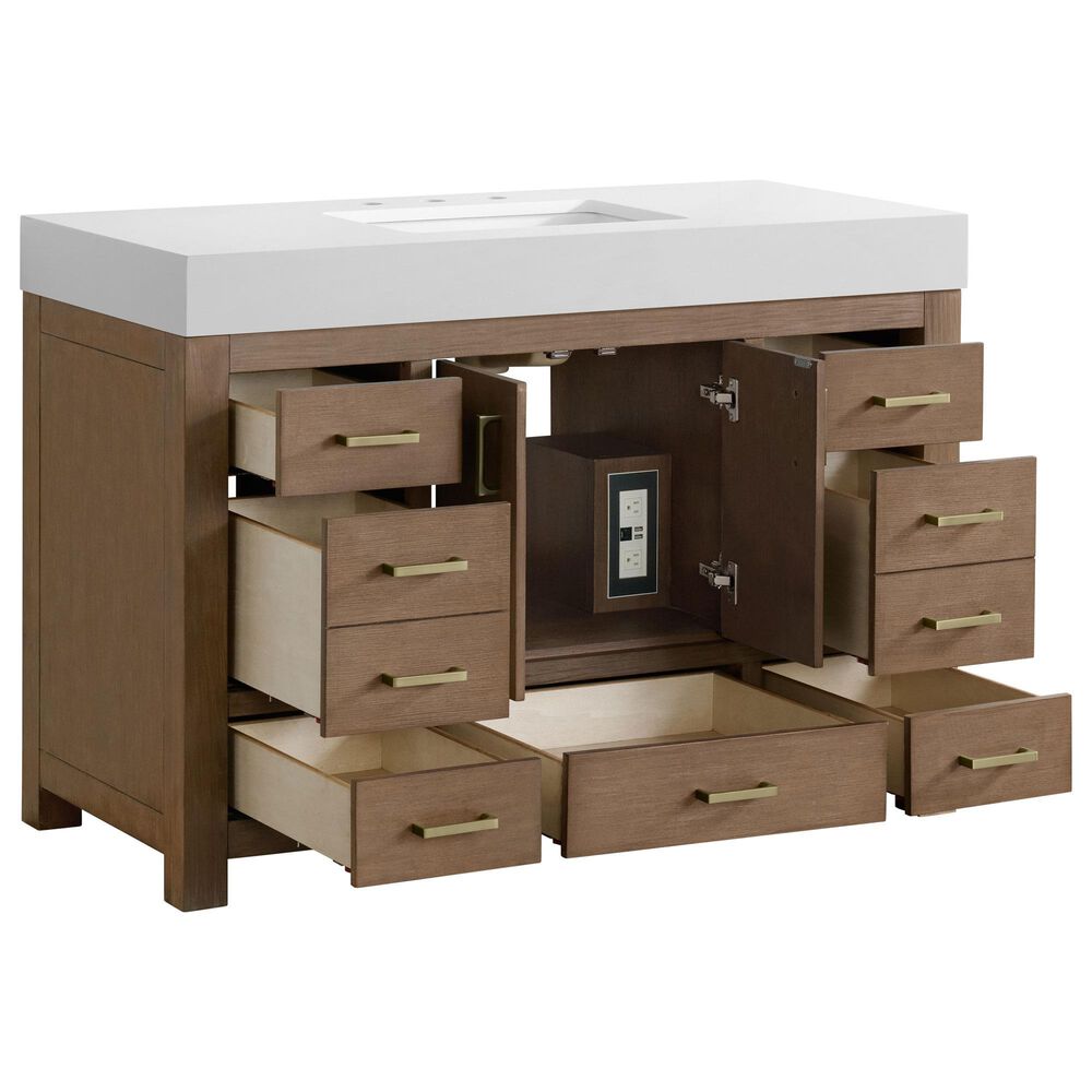 37B Alanya 48" Single Bathroom Vanity in Walnut Drift with White Composite Stone Top, , large