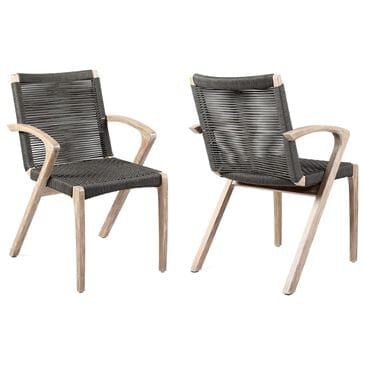 Armen Living Brielle Outdoor Dining Chair with Charcoal Rope in Light Eucalyptus (Set of 2), , large