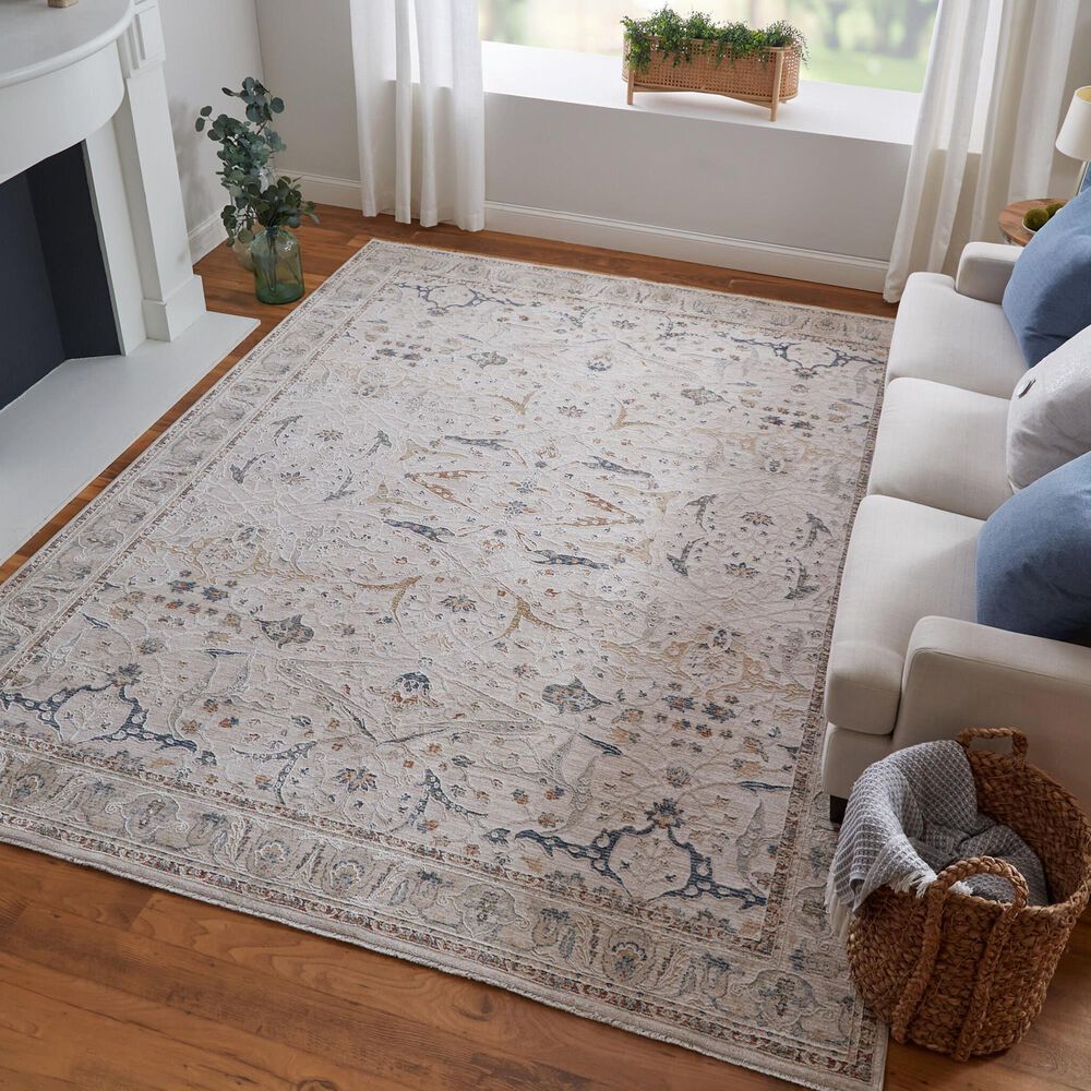 Feizy Pasha 6&#39;6&quot; x 9&#39;6&quot; Ivory and Blue Area Rug, , large