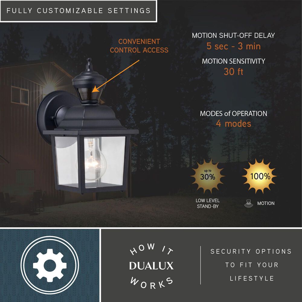 Vaxcel Bedford 5.25" 1-Light Outdoor Motion Sensor Wall Sconce in Textured Black, , large