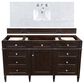 James Martin Vanities Brittany 60" Single Bathroom Vanity in Burnished Mahogany with 3 cm Carrara White Marble Top and Rectangle Sink, , large